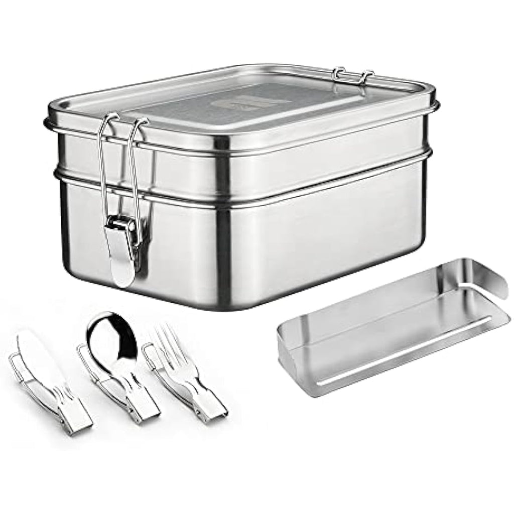 Nicelock 2-Tier Stainless Steel Lunch Box | 1960ml Leak-Proof Bento Box