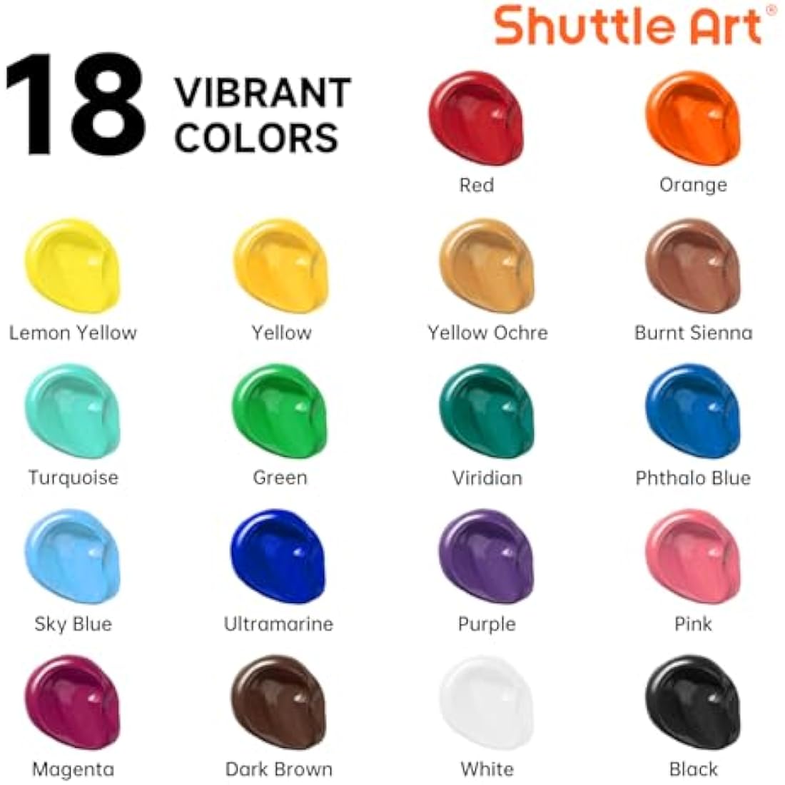 Shuttle Art Acrylic Paint Set – 18 Colors, 120ml Pouches for Canvas