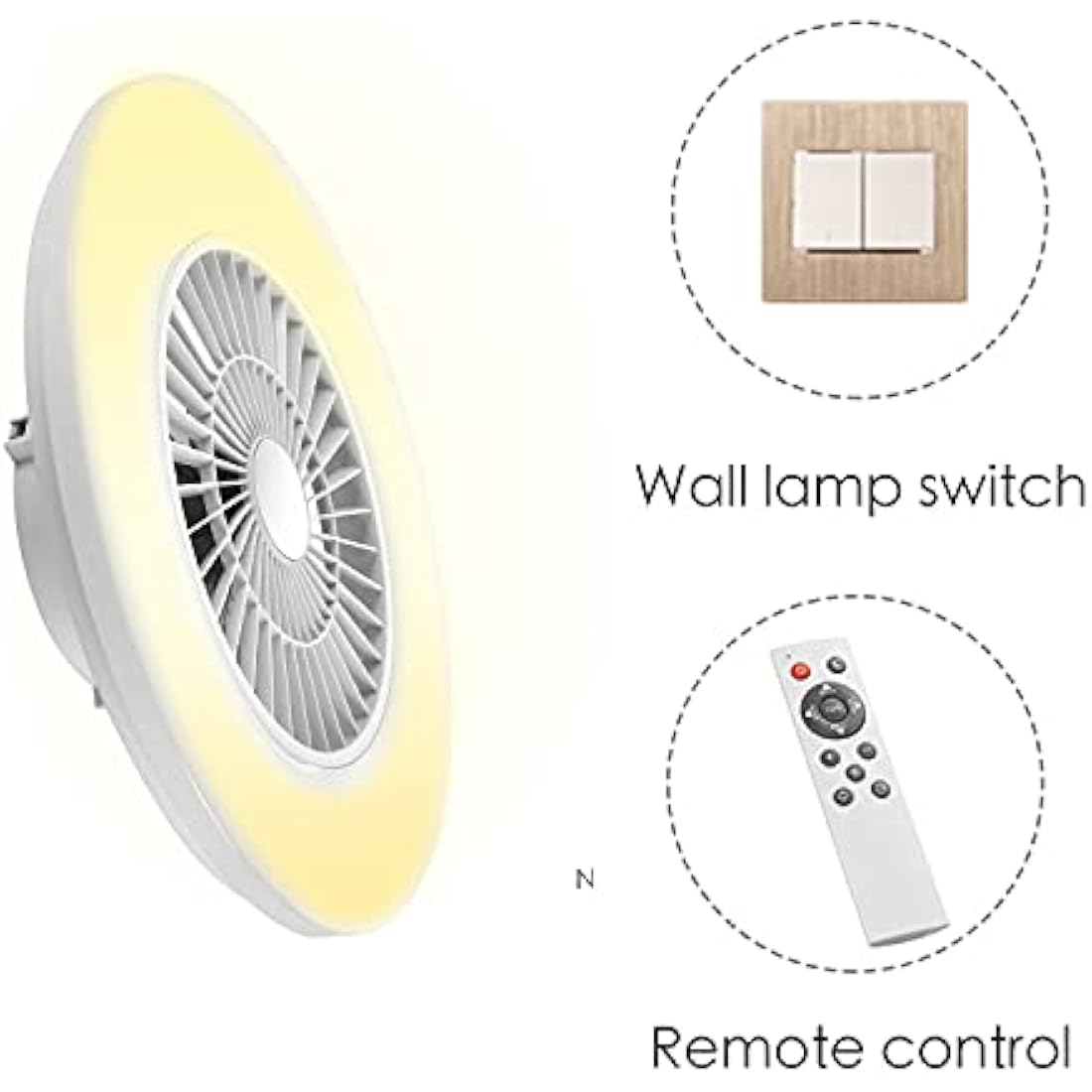 BKZO 60cm LED Ceiling Fan Light | 24 Speeds & Stepless Dimming – White