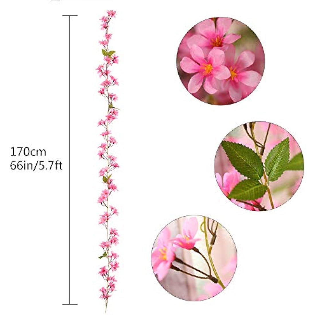 2-Pack Artificial Cherry Blossom Sakura Silk Garland - Rose Red