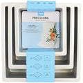 PME Square Cake Pans Set of 3 – Anodised Aluminium Baking Tins, Silver