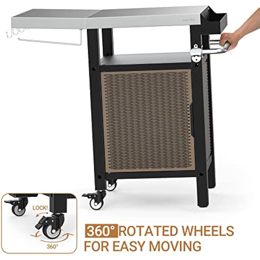 Onlyfire BBQ Storage Cart – Stainless Steel Outdoor Grilling Table