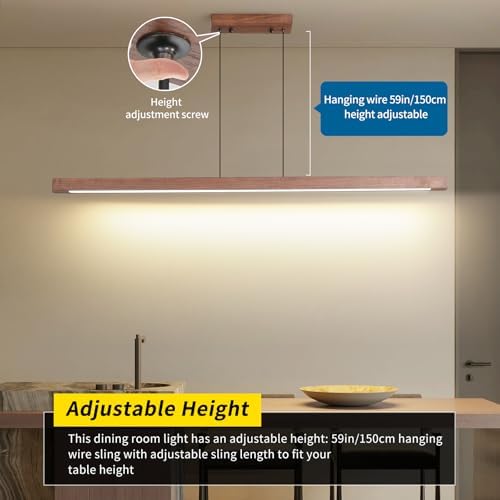Walnut Wood Linear Pendant Light | 100cm Dimmable LED Chandelier