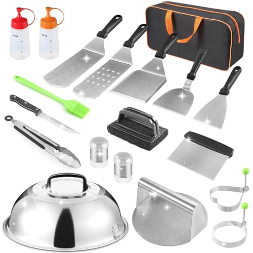 zycBernoi 19-Piece Griddle Accessories Kit – Stainless Steel BBQ Tool Set