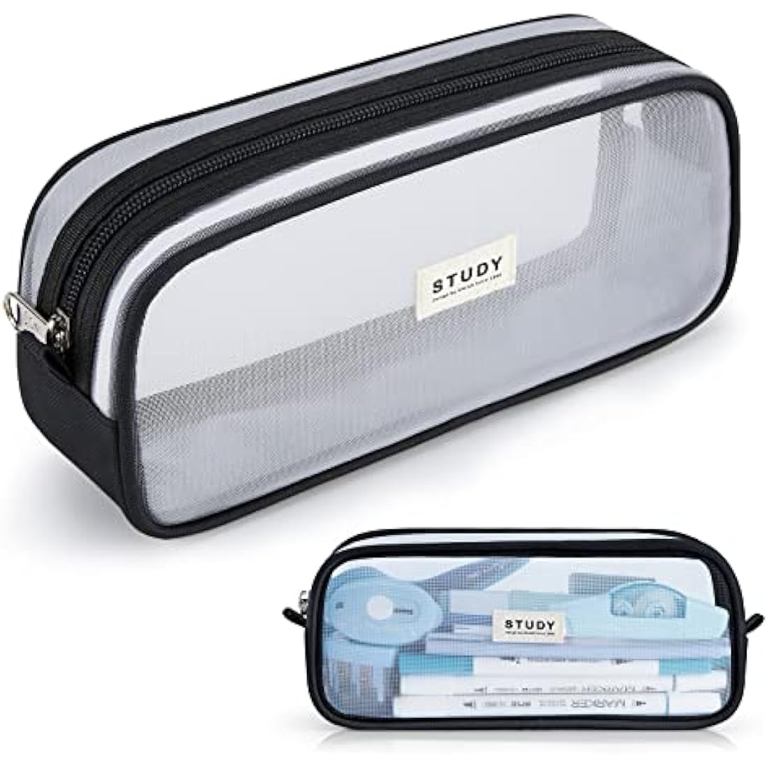KALIDI Clear Mesh Pencil Case – Large Capacity Stationery Pouch