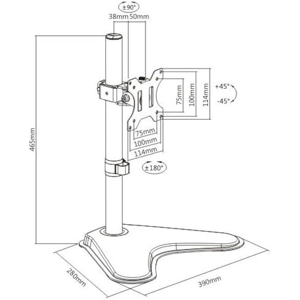 ProperAV Free Standing Monitor Mount | 17-32 Inch VESA Desk Stand