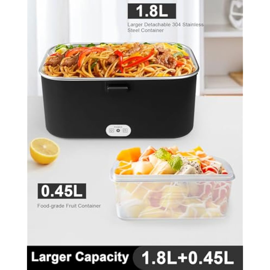 AUTOPkio 1.8L Electric Lunch Box – 80W Heated Food Warmer for Car & Office
