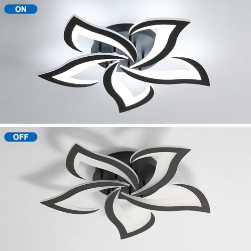 Comely Modern Petal LED Ceiling Light | 60W 6750LM Black Chandelier