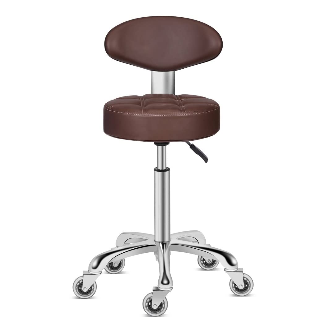 Kaleurrier Rolling Stool Chair with Smooth-rolling Dual-wheel casters,Comfortable Cushioned Backrest, Swivel Seat - image 1