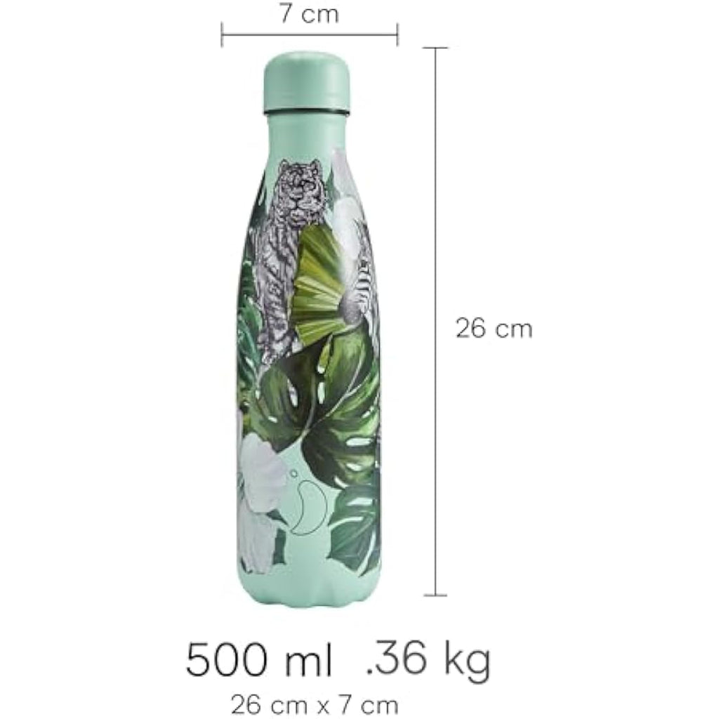Chilly's Insulated Stainless Steel Water Bottle – Wild Monstera, 500ml