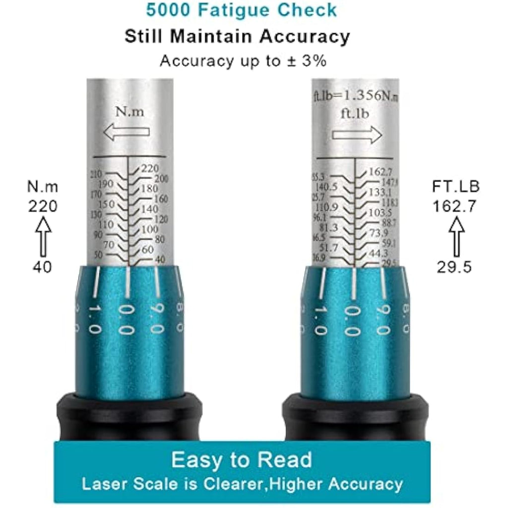 Awang 1/2" Torque Wrench Set | 40-220 Nm ±3% Accuracy for Cars