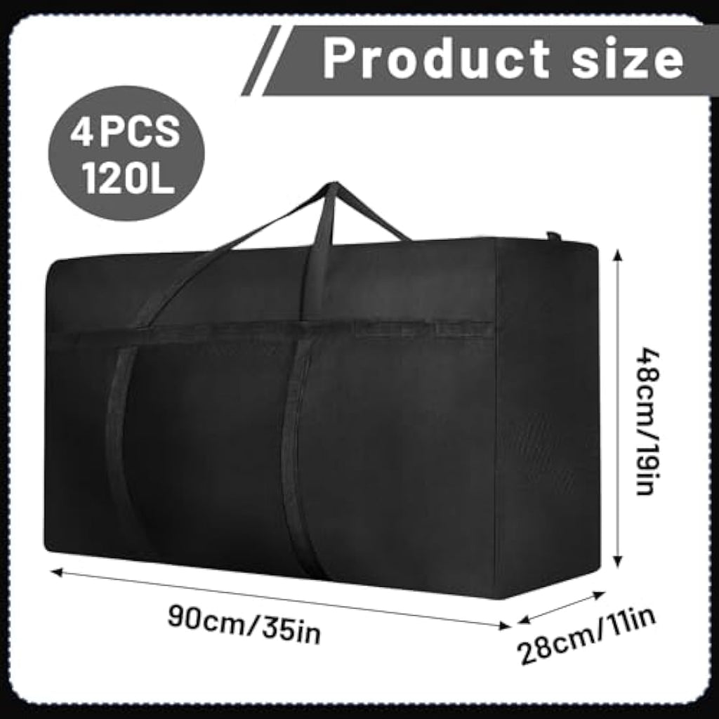 4 Pcs 120L Large Moving Bags | Waterproof Oxford Storage Totes