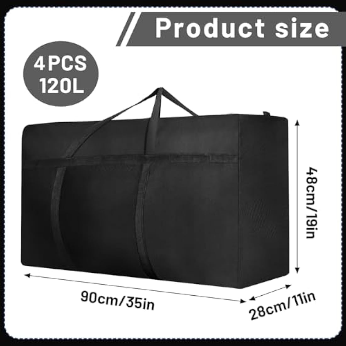 4 Pcs 120L Large Moving Bags | Waterproof Oxford Storage Totes