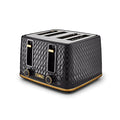 Tower Empire 4-Slice Toaster | 1600W with Defrost & Reheat - Black