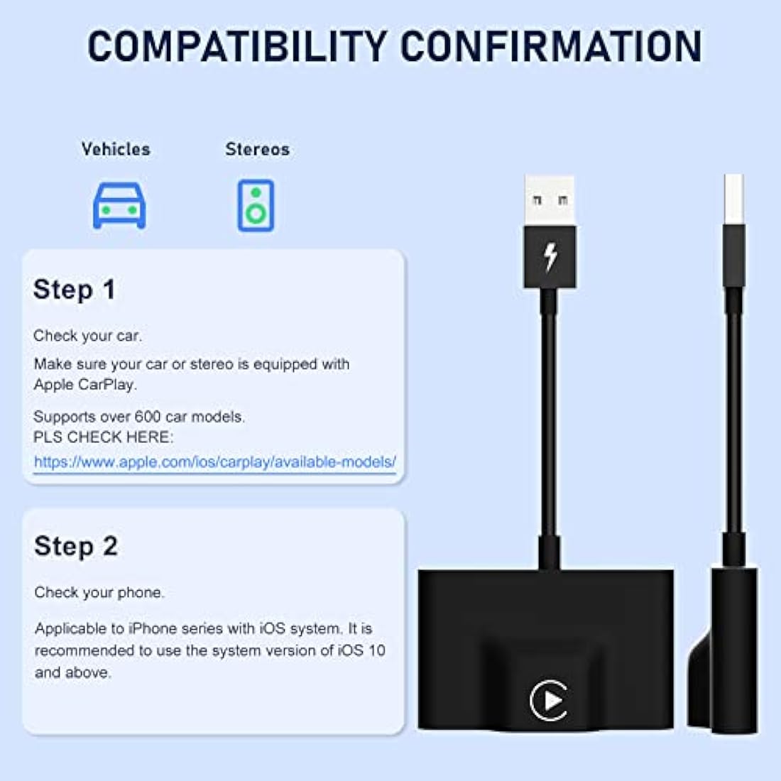 Sixriver Wireless CarPlay Adapter – Plug & Play Dongle for iPhone iOS