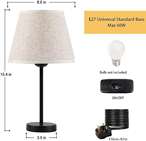 LIANTRAL Modern Bedside Lamps Set of 2 | Linen Shade Table Lamps
