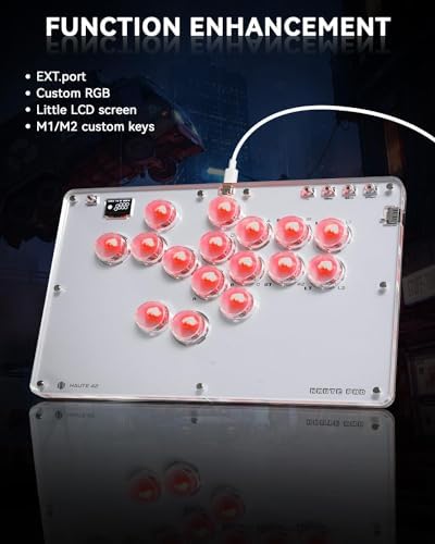 Haute42 T16 Arcade Stick – 16-Key Leverless Controller with RGB & Hot-Swap