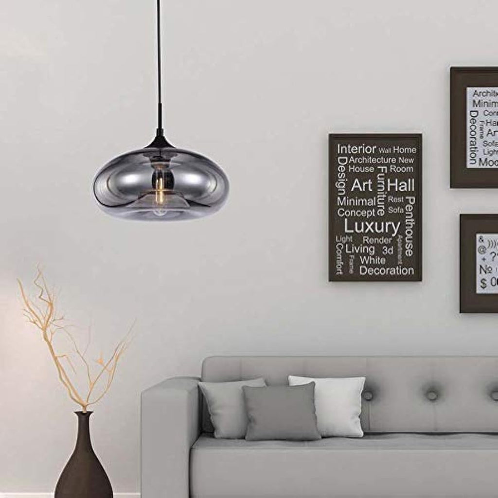 Jolof Store Industrial Glass Pendant Light – Silver Vintage Hanging Lamp