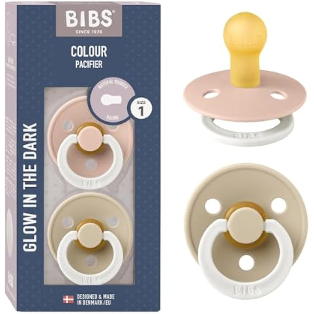 BIBS Glow in the Dark Pacifier | Natural Rubber Latex 2-Pack (0-6m)