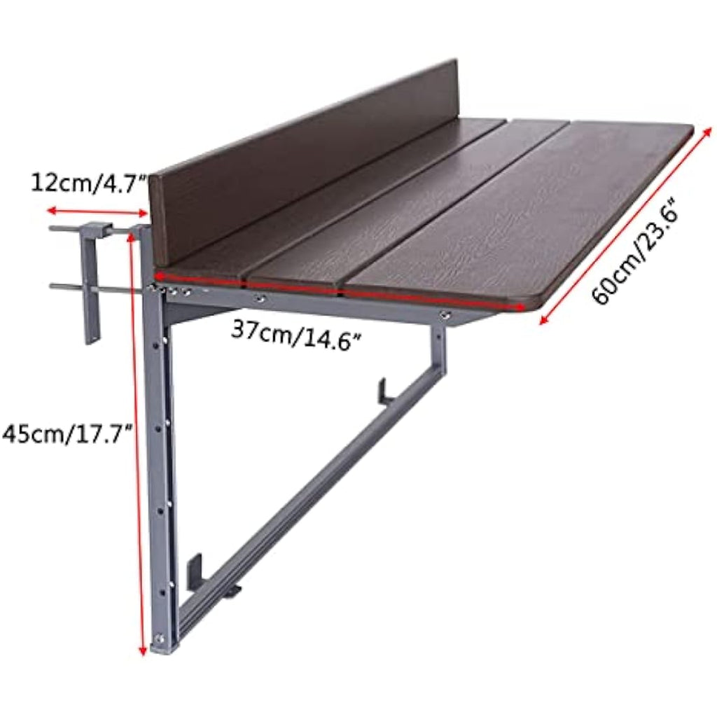 Balcony Hanging Table – Folding Railing Desk, 60x37 cm