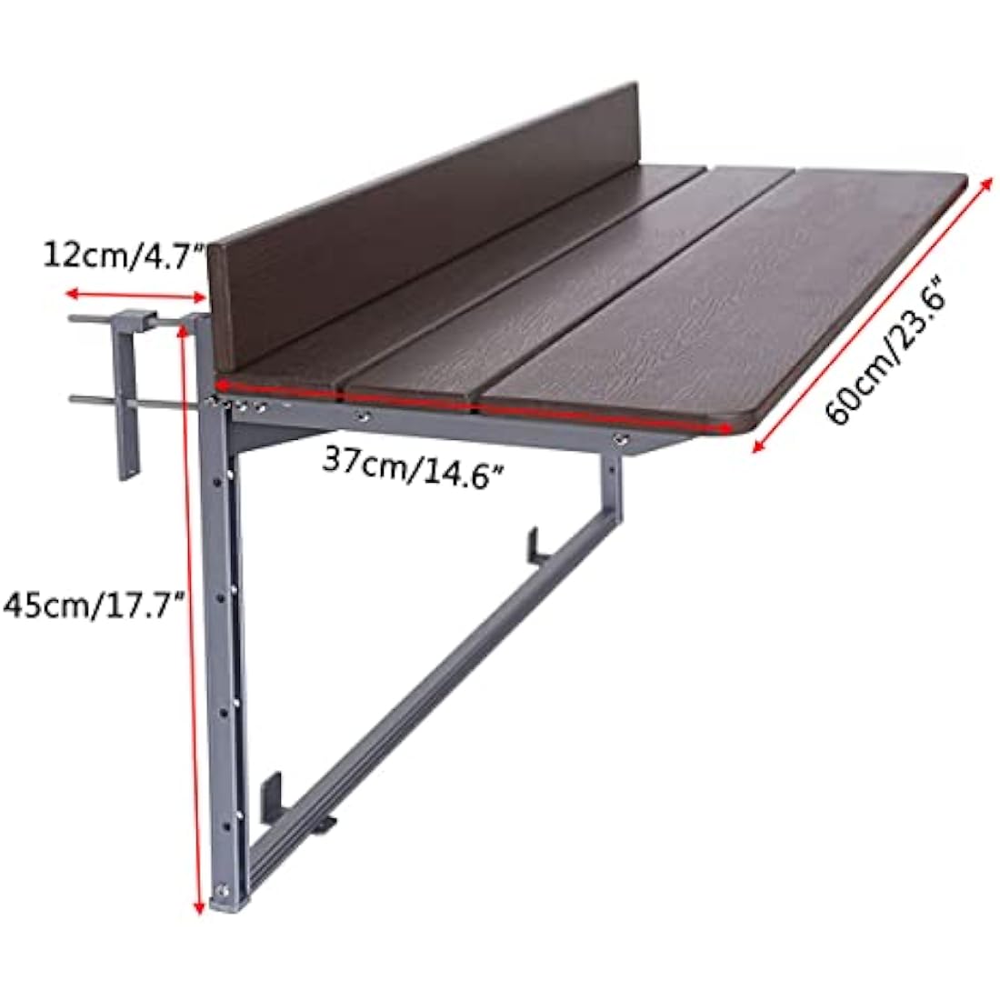 Balcony Hanging Table – Folding Railing Desk, 60x37 cm
