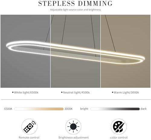 Modern LED Oval Pendant Light | Dimmable Kitchen Island Chandelier