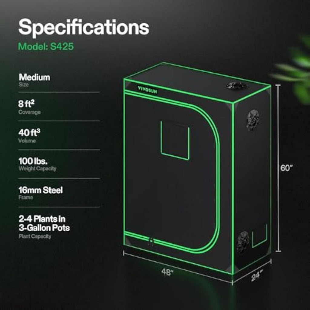 VIVOSUN Mylar Grow Tent - 120x60x150cm Reflective Indoor Hydroponics