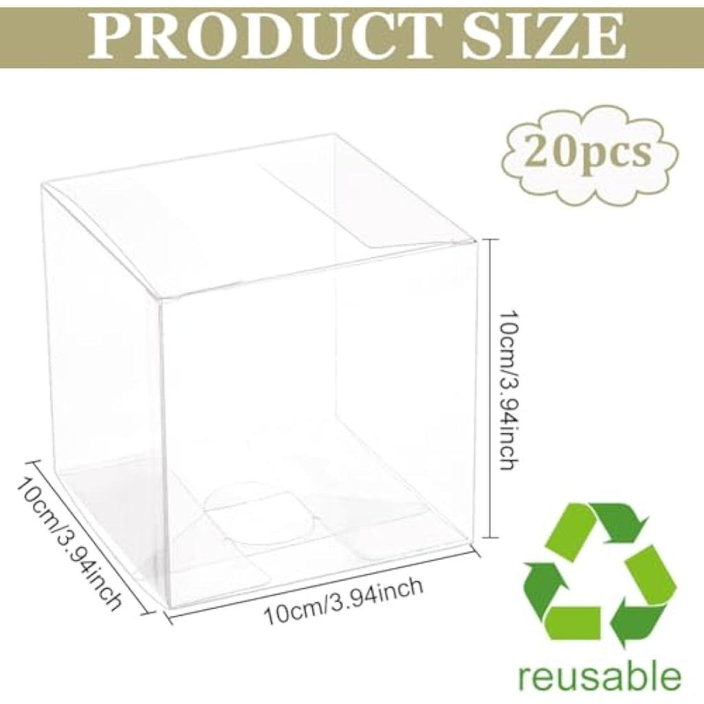 BENECREAT 20PCS Clear PVC Gift Boxes | 10x10x10cm Wedding Favor Boxes