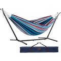 Vivere Double Cotton Hammock with Space-Saving Steel Stand – Denim