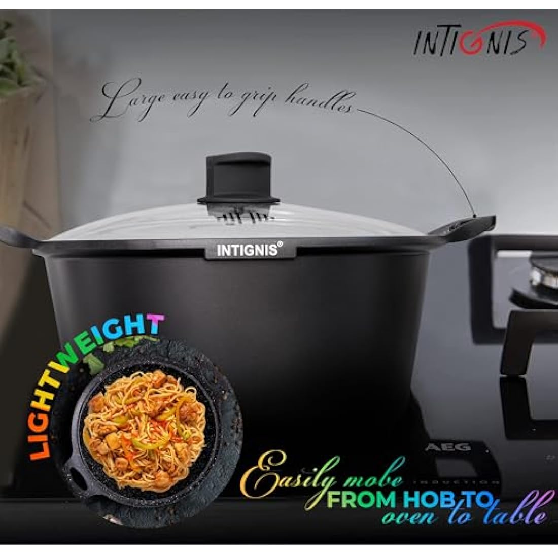 INTIGNIS 36cm Casserole Pot – 14L Large Ceramic Non-Stick Induction Pot