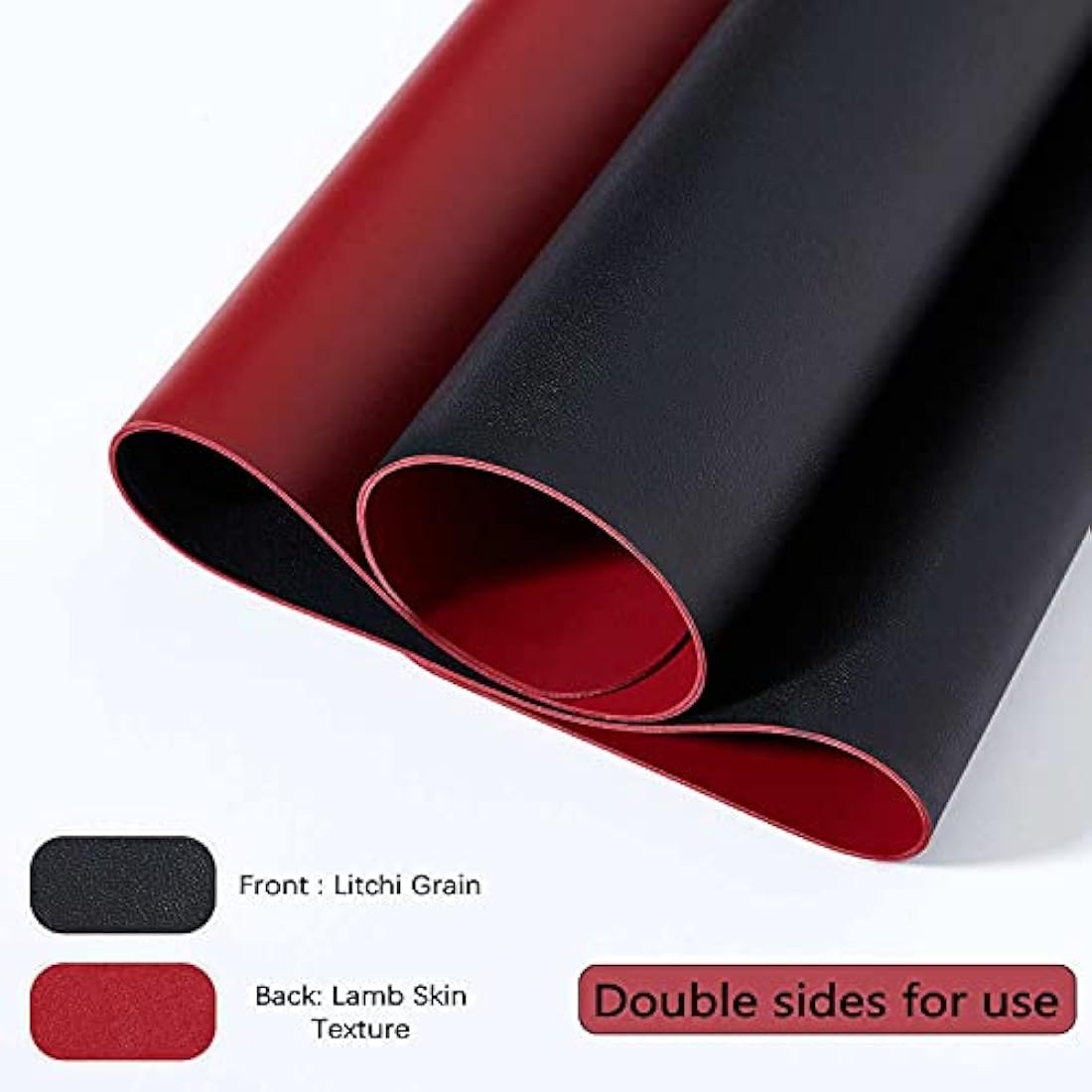 DOBAOJIA Large PU Leather Desk Pad | Waterproof Dual-Side Mouse Mat (Black/Red)