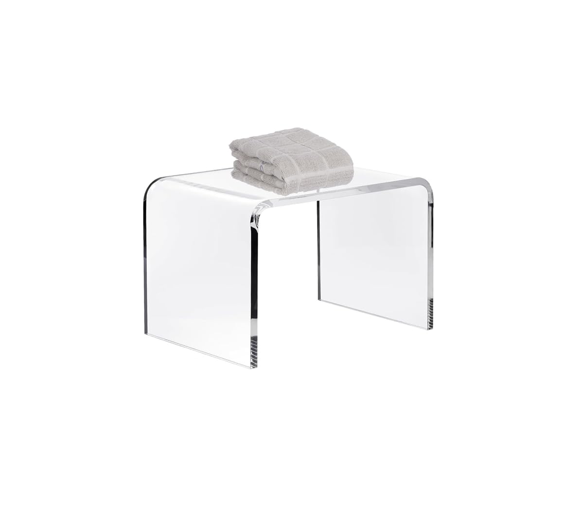 Acrylic Shower Bench – Modern U-Shaped Transparent Stool