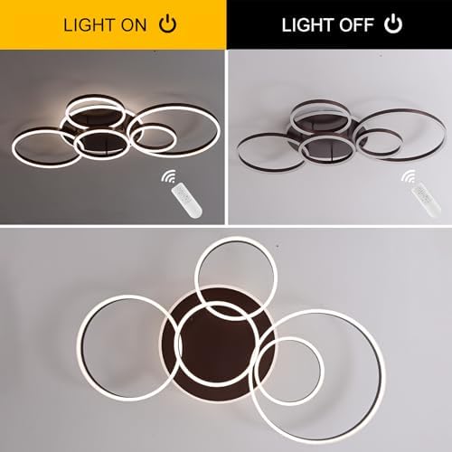 Minifair 6-Ring LED Ceiling Light – 108W Dimmable Flush Mount in Brown