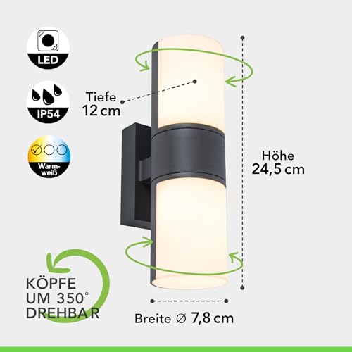 LUTEC Cyra LED Outdoor Wall Light – 350° Rotatable Anthracite Aluminium