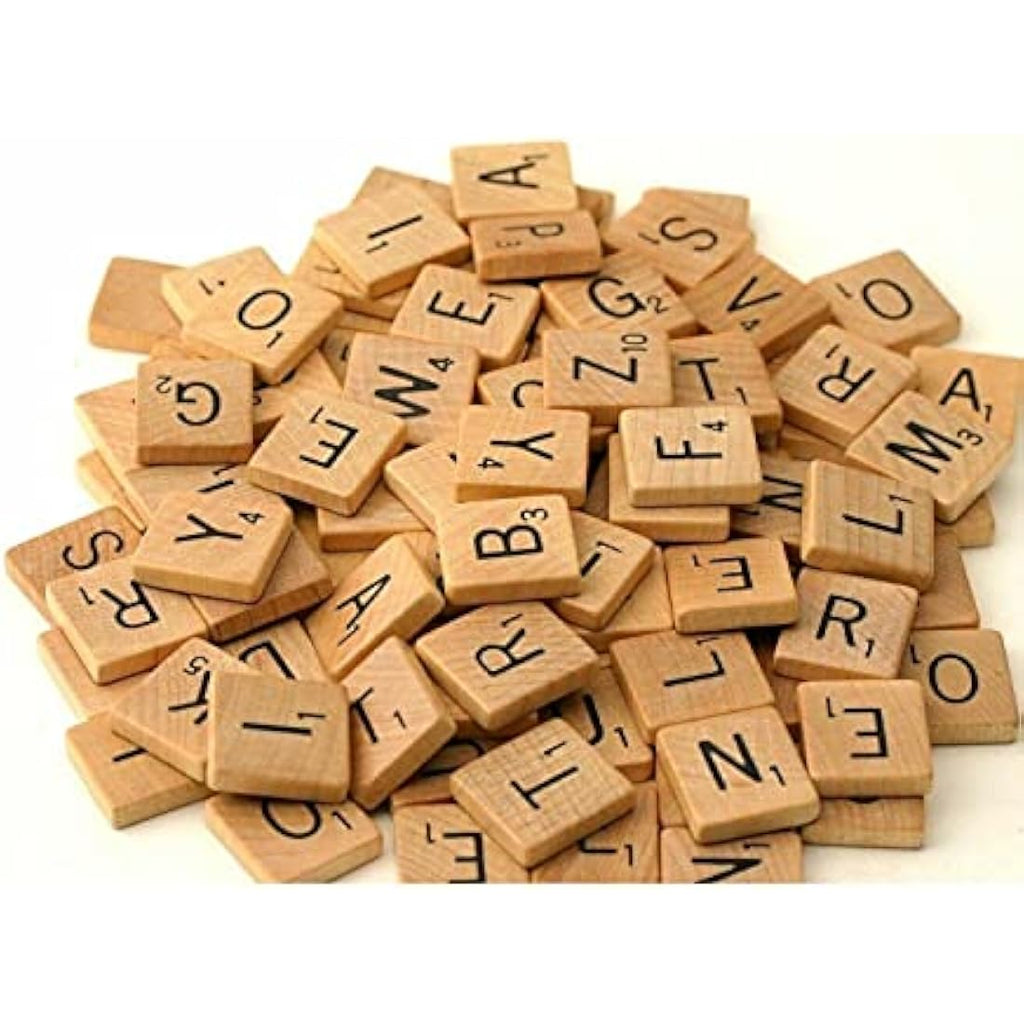 Wooden Scrabble Tiles by  – 100 Black Alphabet Letters