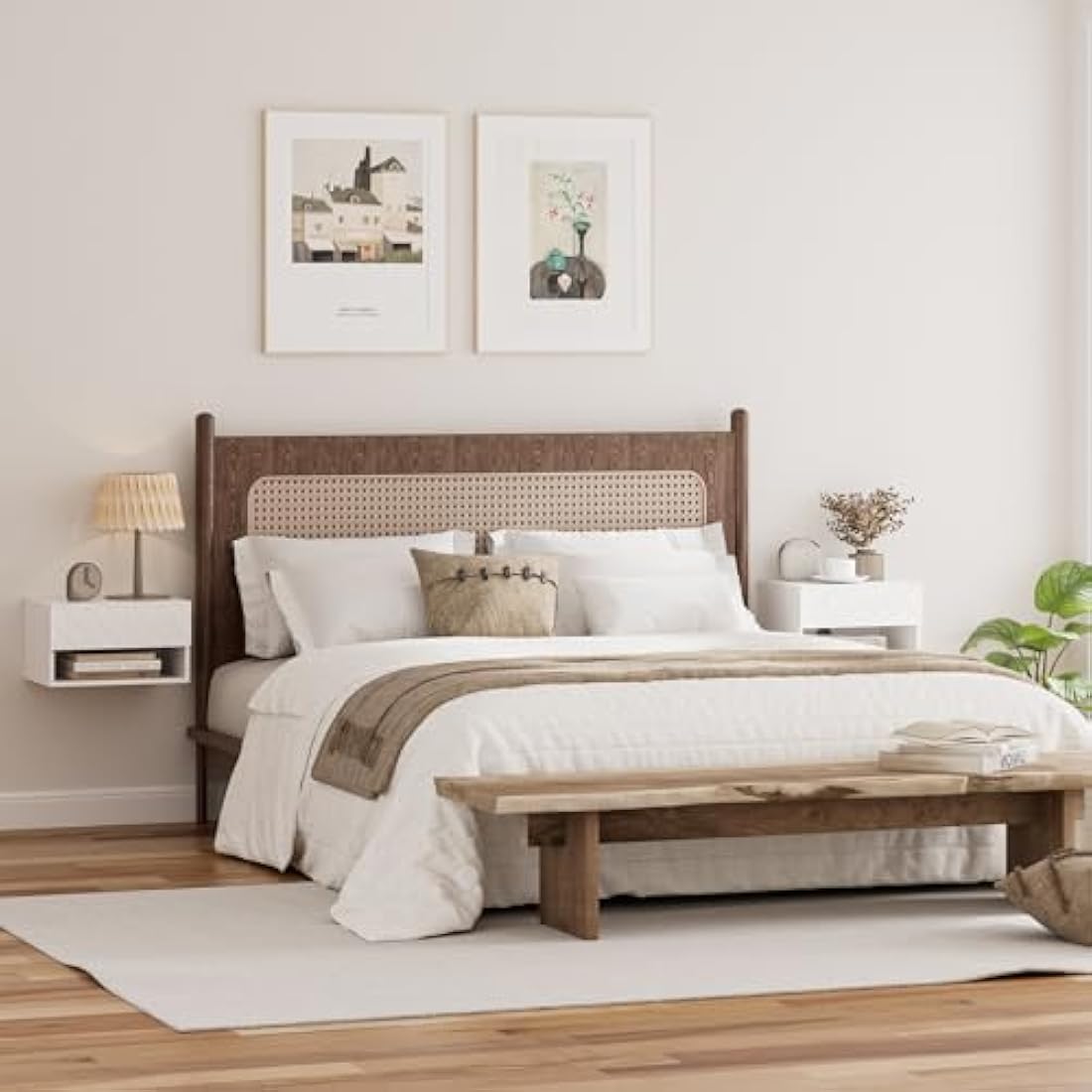 HEYZOEY Floating Nightstand - Modern Wall Mounted Bedside Table, White