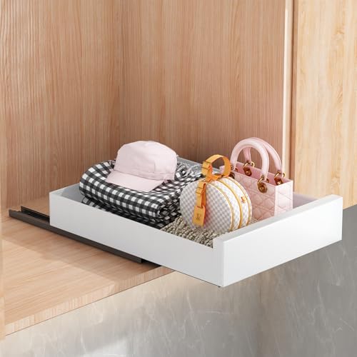 SAYZH Pull Out Cabinet Organizer | No-Drill Sliding Kitchen Drawer - White