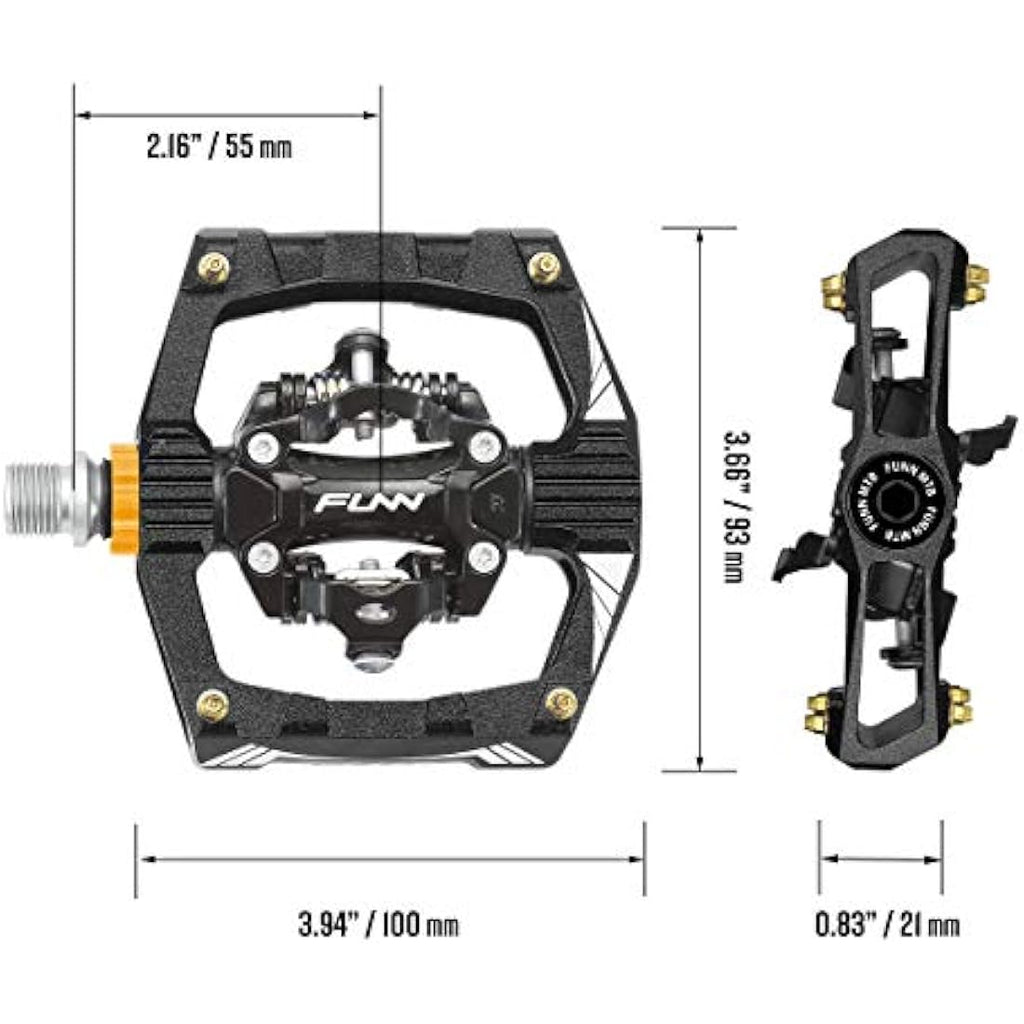 Funn Ripper MTB Clipless Pedals – SPD Compatible 6061 Alloy Platform