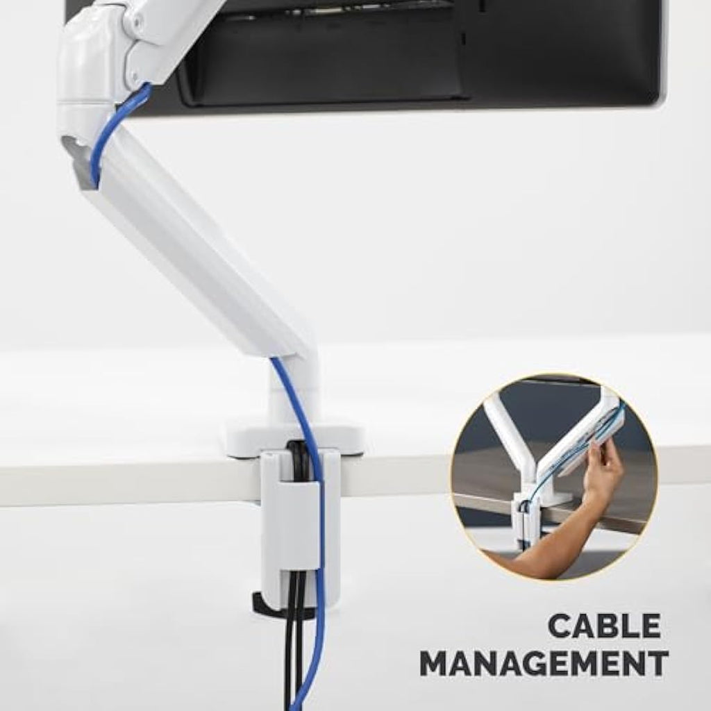 Fellowes Platinum Series Monitor Arm – Gas Spring Desk Mount, White