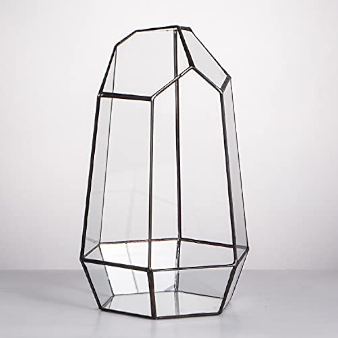 NCYP Geometric Glass Terrarium – Irregular Succulent Planter, Black