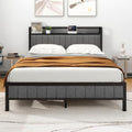MOFLUT King Size Upholstered Bed Frame with Storage Headboard – Gray