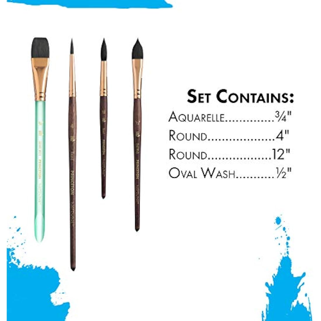 Princeton Neptune Synthetic Watercolor Brush Set - Professional 4pc Kit