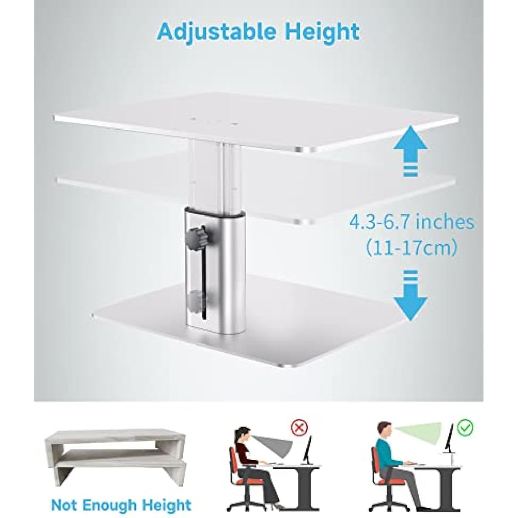BoYata Monitor Stand Riser – Adjustable Metal Desktop Organizer, Silver