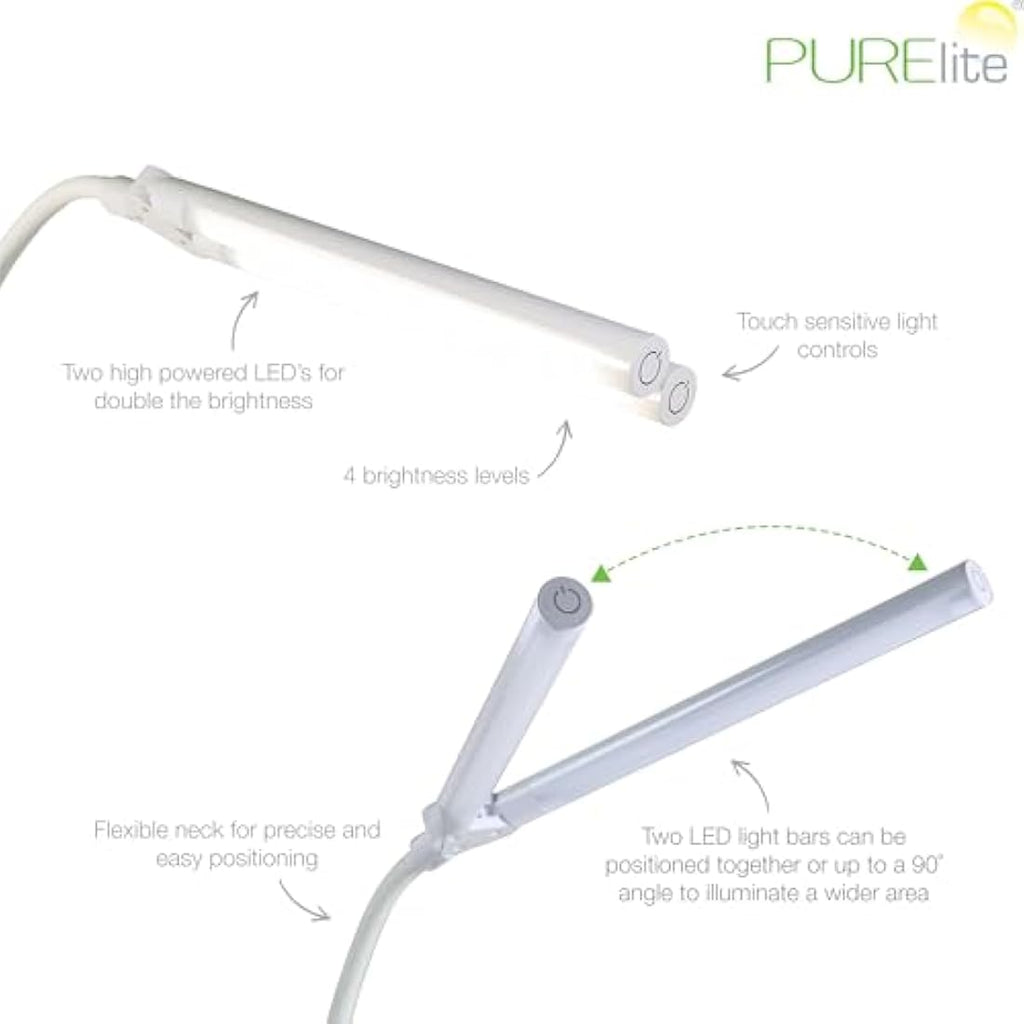 PURElite LED Floor Lamp – Twin Daylight Lights for Crafting & Reading