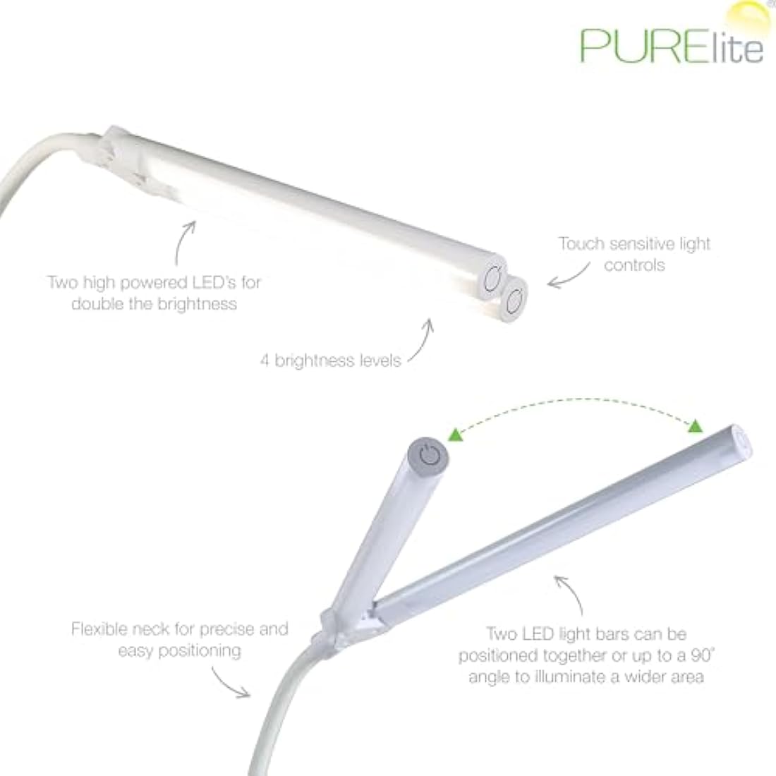 PURElite LED Floor Lamp – Twin Daylight Lights for Crafting & Reading