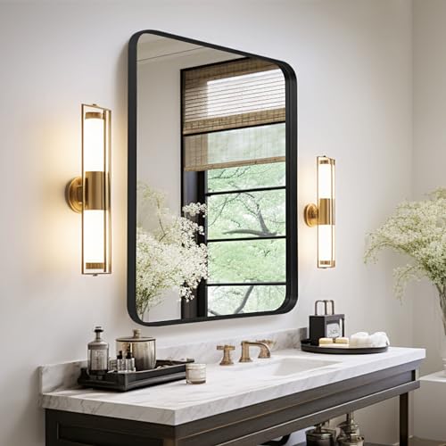 LunaMirror Black Rectangular Bathroom Vanity Mirror – 60x90 CM