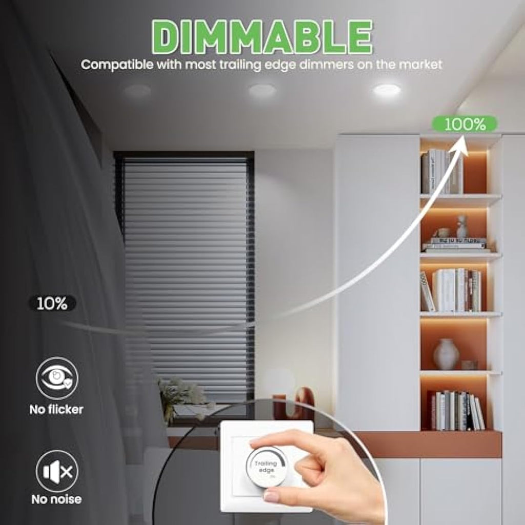 ALUSSO LED Downlights 8W Dimmable 3CCT IP44 Recessed Ceiling Lights, 6 Pack
