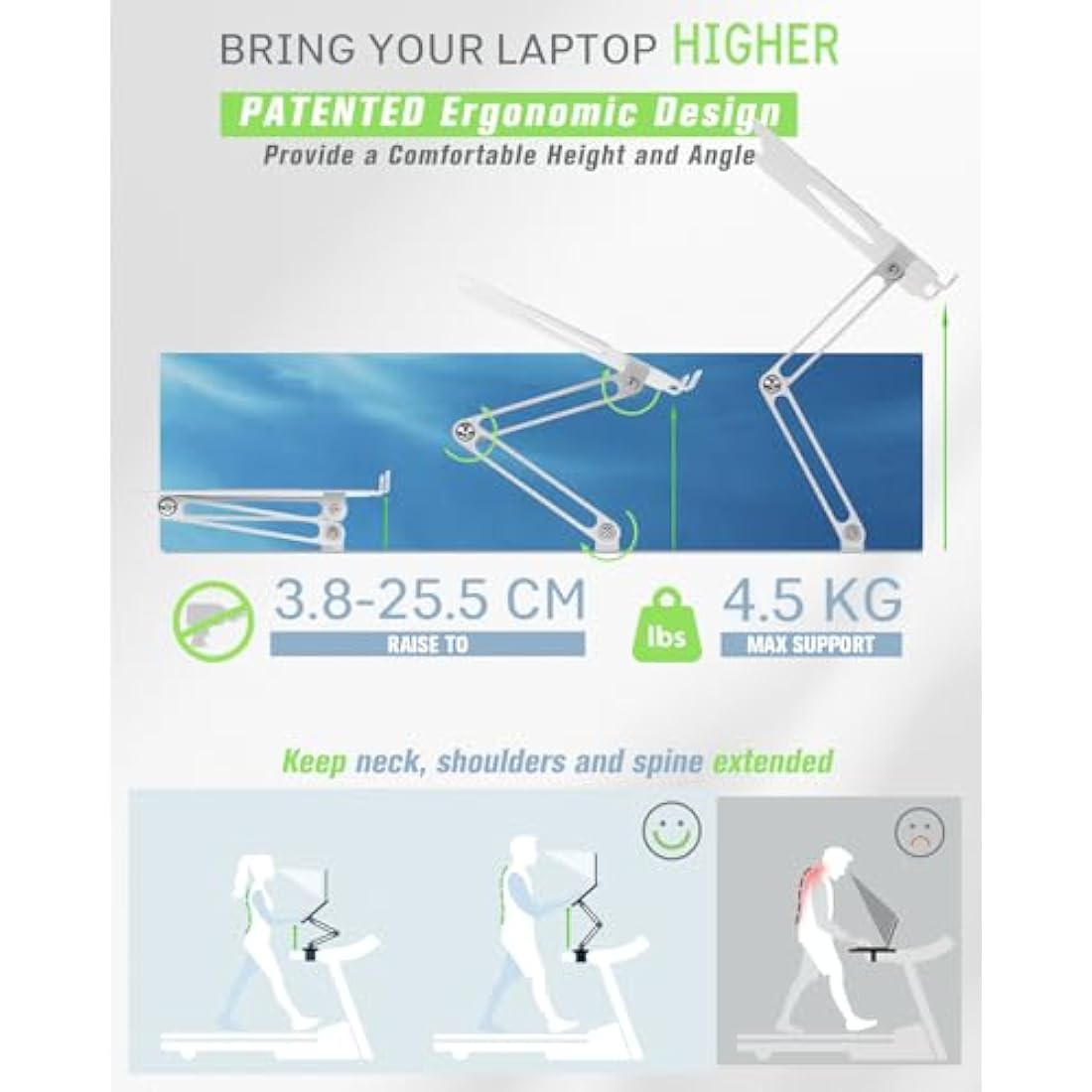 INMAKER Universal Treadmill Desk Attachment | Aluminum Laptop Holder