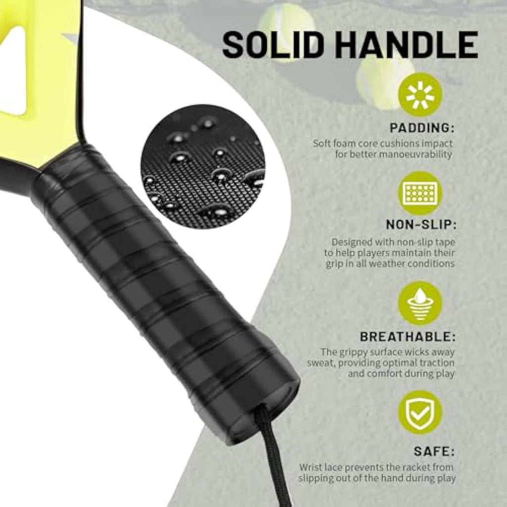 BOOSTEADY Carbon Fiber Padel Racket with 3 Tennis Balls and Bag
