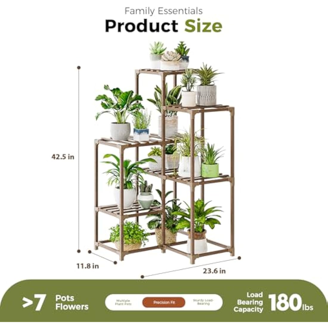 Bamworld 7-Tier Corner Plant Stand | Carbonized Eucalyptus Wood Rack